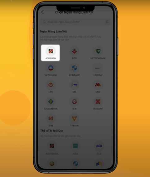 Cách liên kết ví VNPT Pay với Agribank ngay trên điện thoại di động bước 3