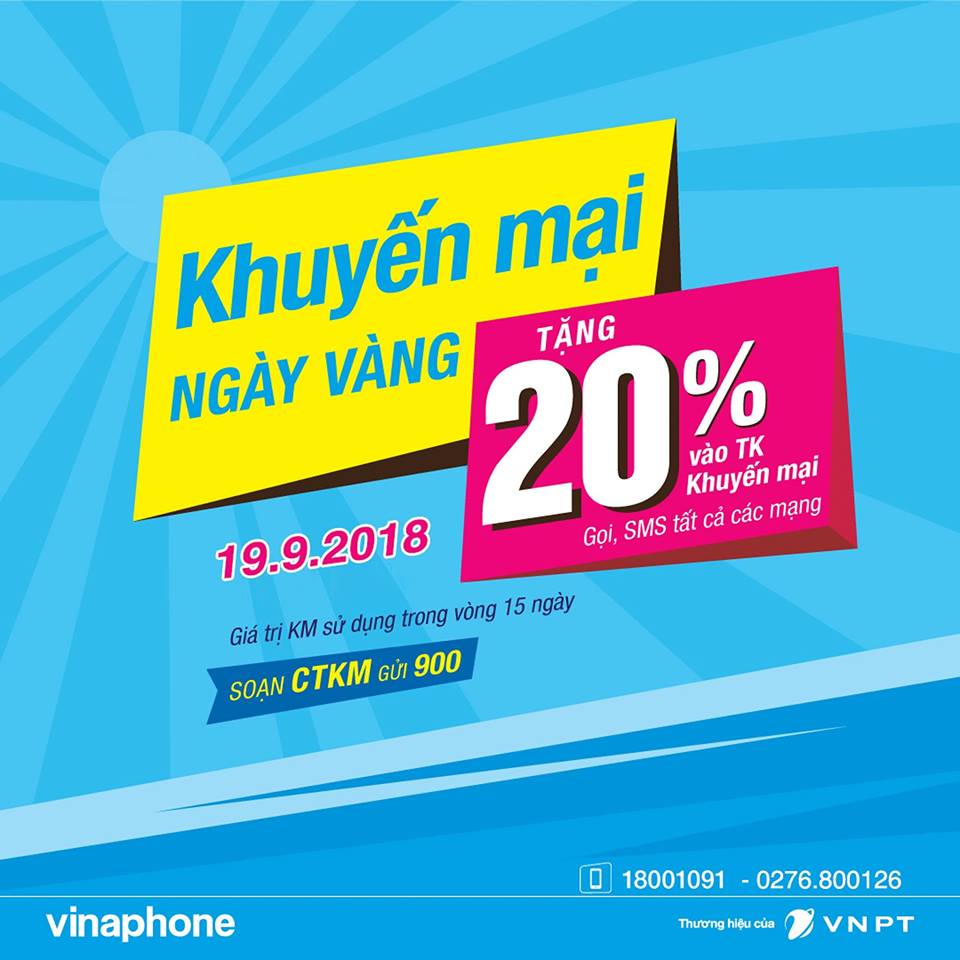 KHUYẾN MẠI NẠP THẺ NGÀY VÀNG 19/9/2018