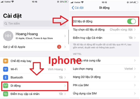 Bật dữ liệu di động 4G trên IOS