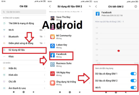 Cho phép Facebook sử dụng dữ liệu di động trên Android