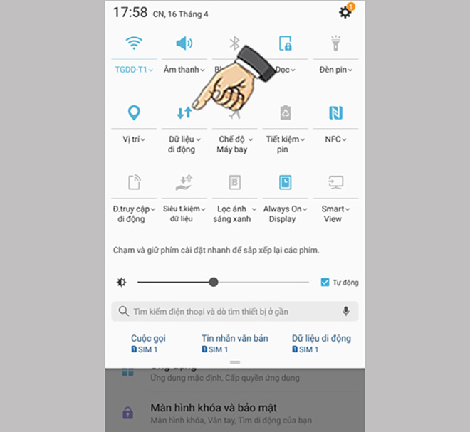 Đảm bảo chế độ mạng dữ liệu đang bật
