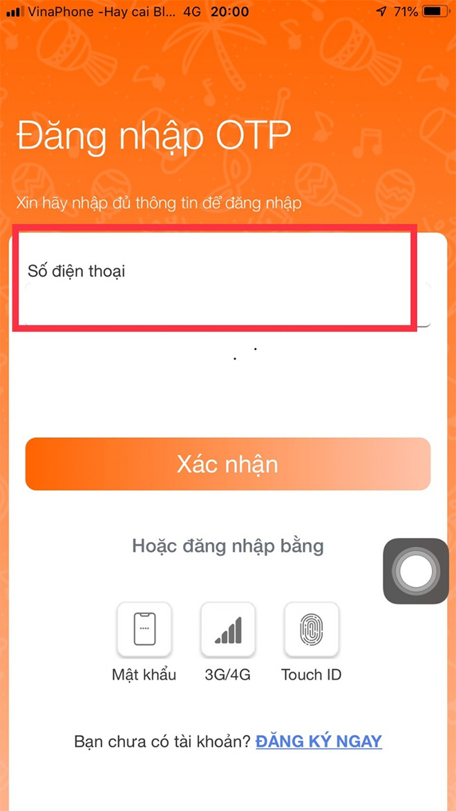 Tùy chọn đăng nhập bằng 1 trong 4 cách