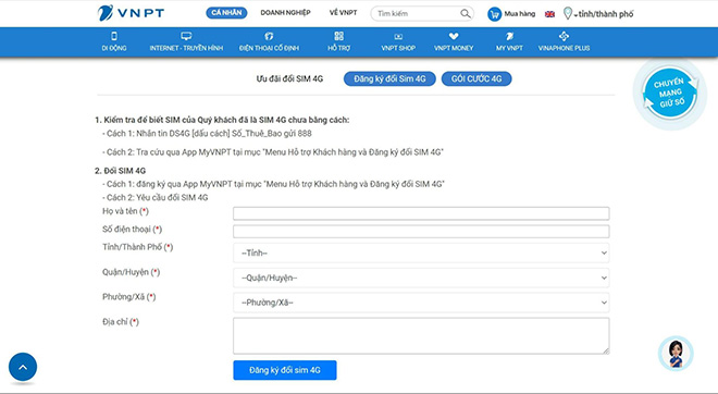 Điền đầy đủ thông tin theo yêu cầu