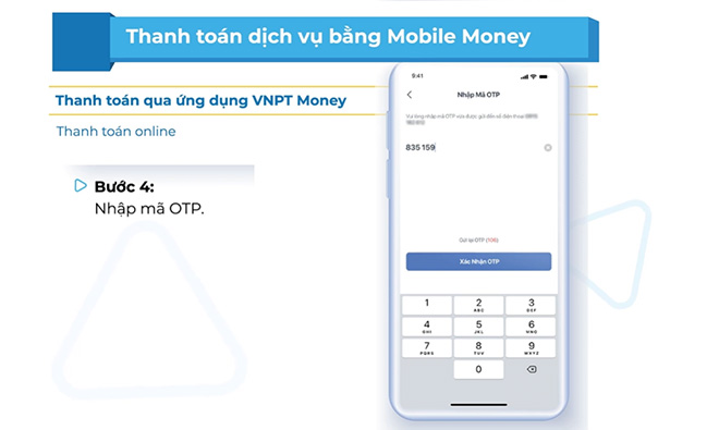 Nhập mã OTP và xác nhận