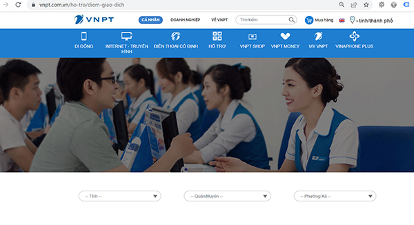 hỗ trợ trên website VNPT