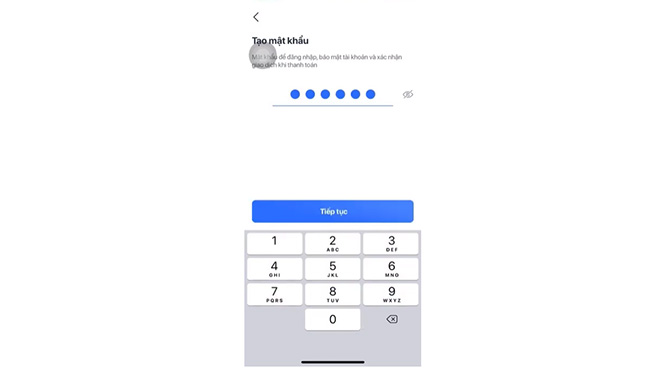 Thực hiện tạo mật khẩu và xác nhận mật khẩu