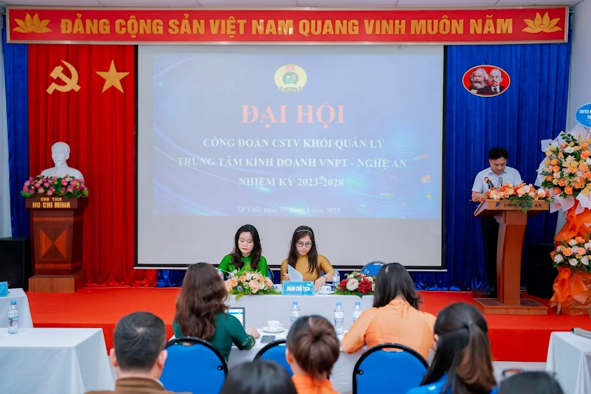 CÔNG ĐOÀN KHỐI QUẢN LÝ - TRUNG TÂM KINH DOANH VNPT – NGHỆ AN TỔ CHỨC THÀNH CÔNG ĐẠI HỘI ĐẠI BIỂU CÔNG ĐOÀN CSTV NHIỆM KỲ 2023-2028