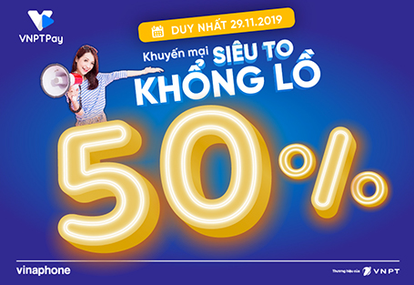 BLACK FRIDAY: Nhận ngay ưu đãi 50% khi nạp thẻ trả trước VinaPhone bằng ví VNPT Pay