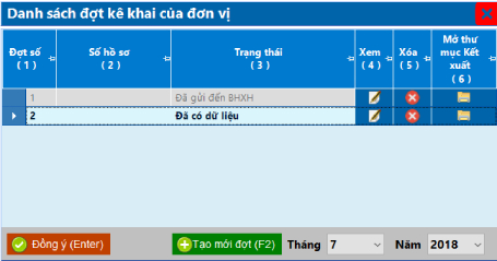 Chọn đợt kê khai