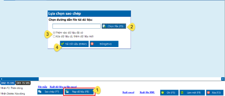 Chọn nạp dữ liệu để nộp lại file mẫu vừa kê khai