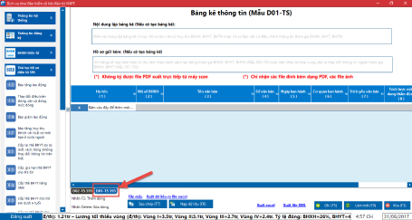 Chọn tab “D01-TS 595” và điền những thông tin còn thiếu