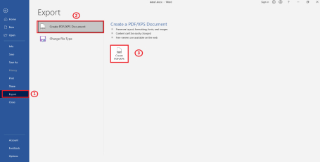 Chọn create PDF/XPS