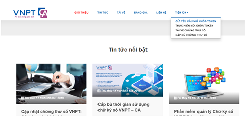 Bước 1 lấy lại mã pin chữ ký số VNPT