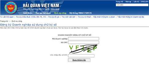Bước 3 cập nhật chữ ký số hải quan vnpt