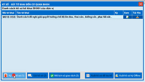 Bước 3 ký số hồ sơ với chữ ký BHXH VNPT