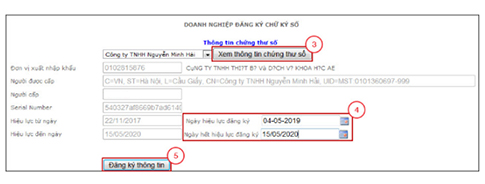 Bước 4 cập nhật chữ ký số hải quan vnpt