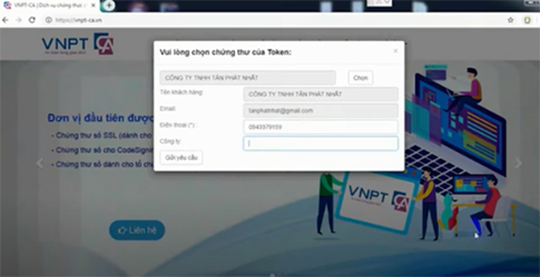 Bước 4 lấy lại mã pin chữ ký số VNPT