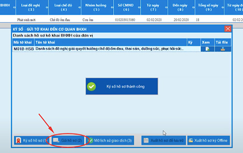 Bước 5 ký số hồ sơ với chữ ký BHXH VNPT
