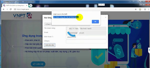 Bước 5 lấy lại mã pin chữ ký số VNPT