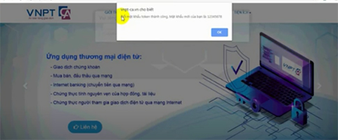 Bước 9 lấy lại mã pin chữ ký số VNPT 