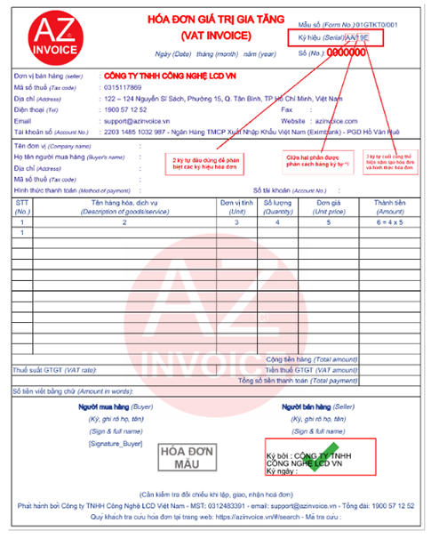 Mẫu chữ ký số VNPT-CA trên hóa đơn điện tử