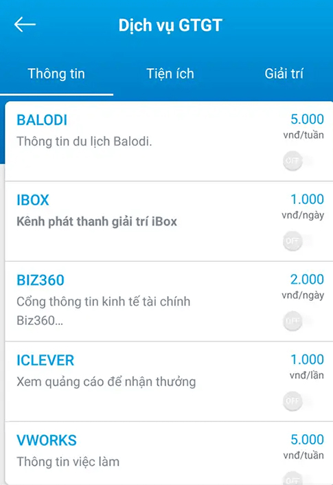 xem từng gói dịch vụ GTGT