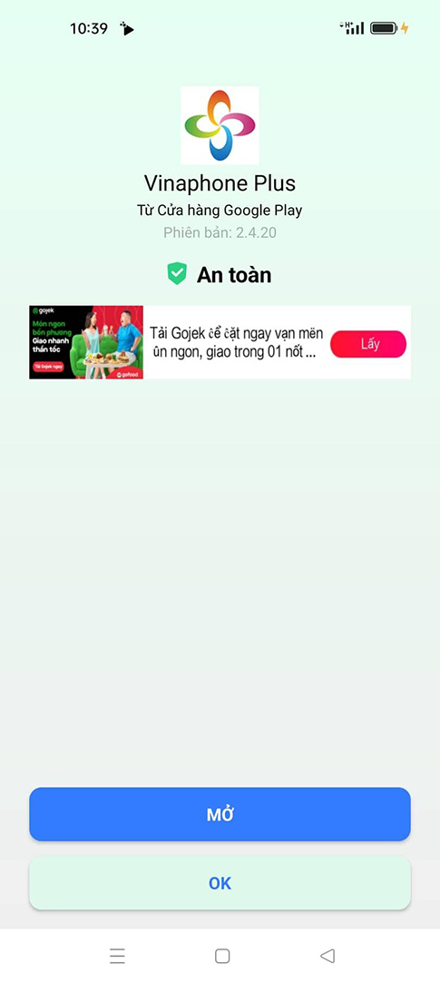 Bấm nút Mở để mở ứng dụng.