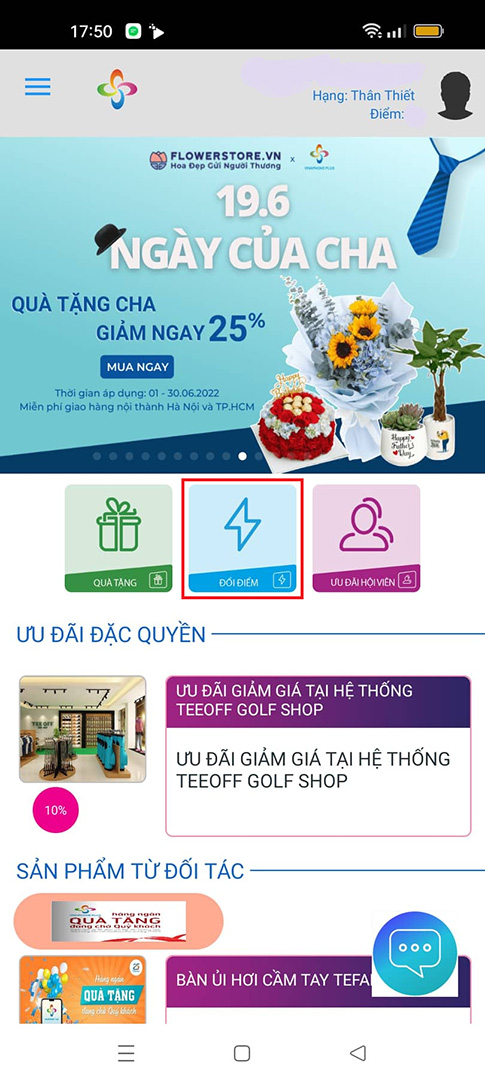 Bạn vào mục Đổi điểm.