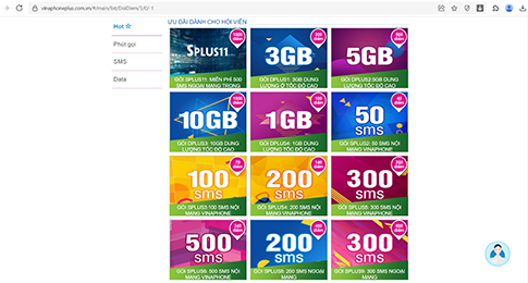 Chọn loại quà tặng ở cột bên trái.