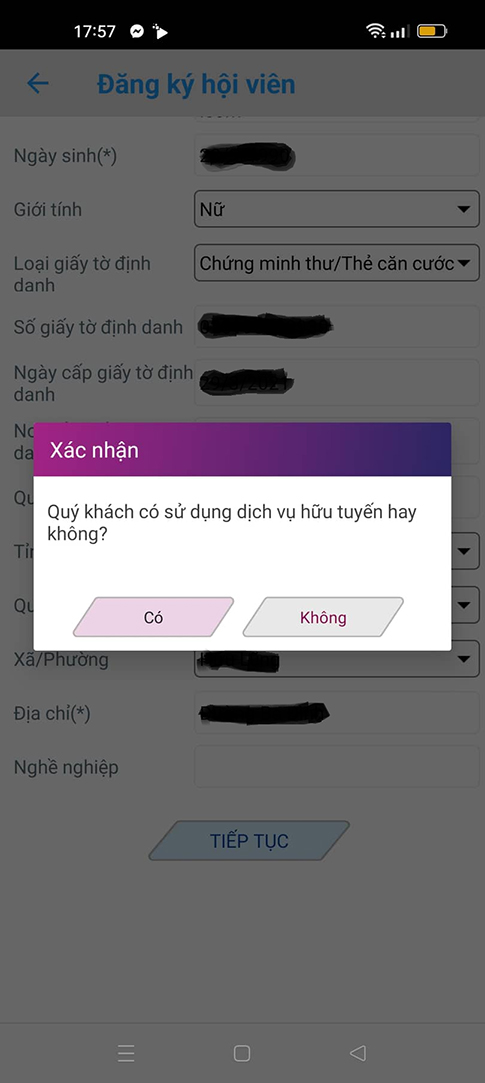 Bạn chọn Không.