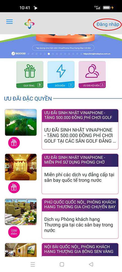 Click Đăng nhập.