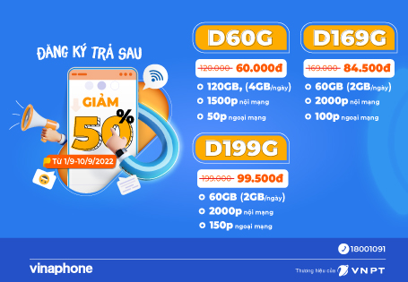 Mừng Quốc Khánh, VinaPhone giảm 50% gói trả sau
