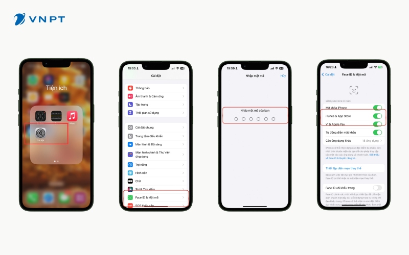 Sử dụng Face ID là một cách tải ứng dụng trên iPhone không cần ID Apple