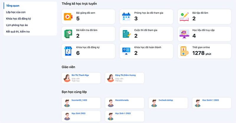 Thống k&ecirc; học trực tuyến tr&ecirc;n vnEdu LMS (VNPT E-Learning) 