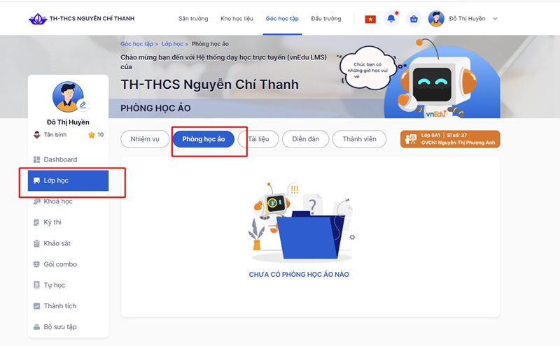 Xem ph&ograve;ng học ảo của lớp học&nbsp;tr&ecirc;n vnEdu LMS (VNPT E-Learning)