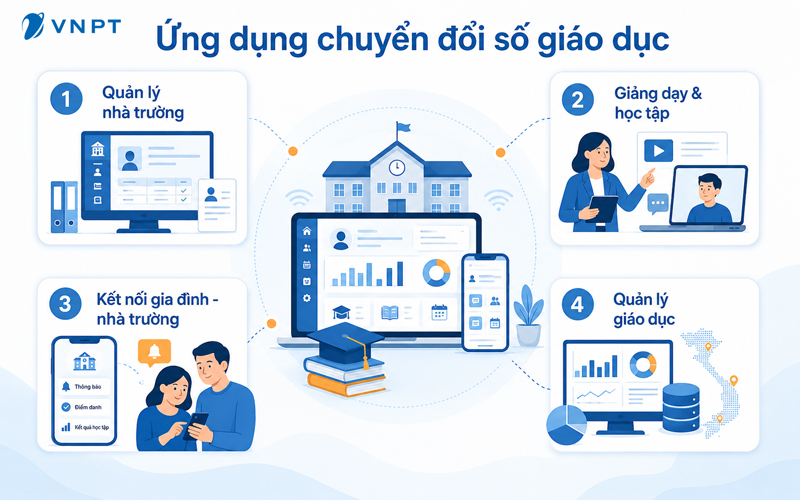 Các ứng dụng chuy&ecirc;̉n đ&ocirc;̉i s&ocirc;́ giáo dục ph&ocirc;̉ bi&ecirc;́n.