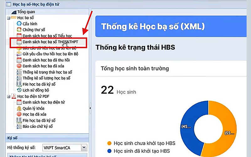 Chọn Danh sách học bạ s&ocirc;́