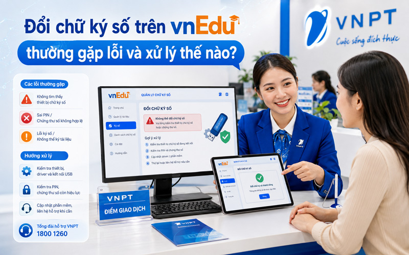 Hướng d&acirc;̃n đ&ocirc;̉i chữ ký s&ocirc;́ tr&ecirc;n vnEdu thường gặp l&ocirc;̃i và sửa như th&ecirc;́ nào?