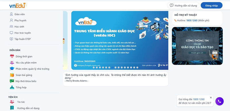 Phụ huynh và học sinh có thể truy cập www.vnedu.vn
