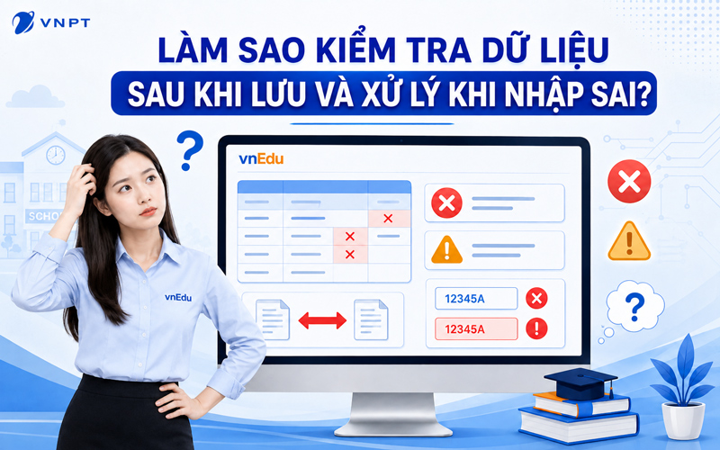 làm sao kiểm tra dữ liệu sau khi lưu và xử lý khi nhập sai