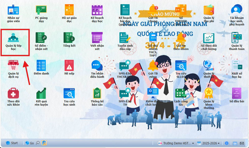 Mở ph&acirc;n hệ Quản l&yacute; lớp học