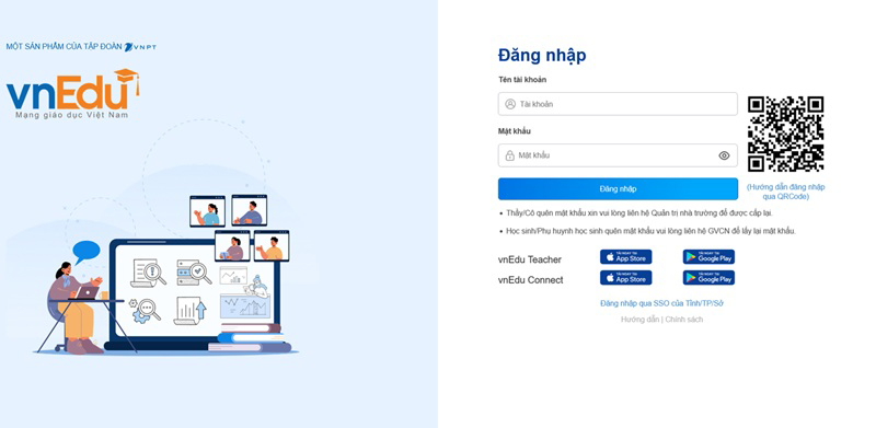 Bước 1: Đăng nhập hệ thống vnEdu với tài khoản giáo viên.
