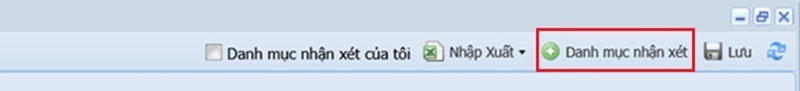 Trong cửa sổ mở ra, kích vào Danh mục nhận xét để tạo mới mẫu nhận xét
