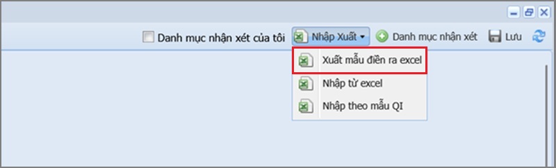 Xuất mẫu điền ra excel
