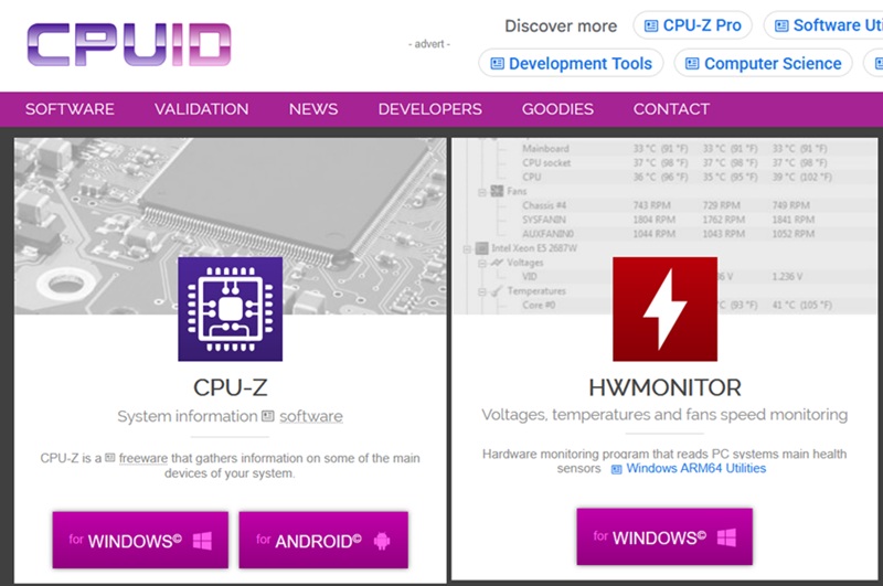 Tải và cài CPU-Z từ trang chính thức của CPUID.