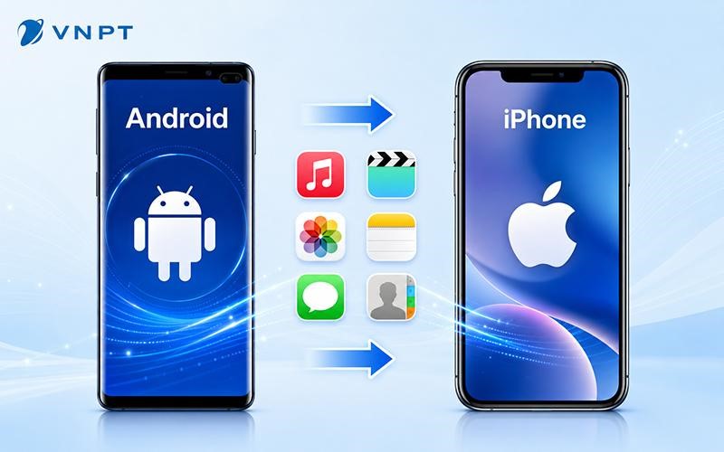 Sao lưu dữ liệu từ điện thoại Android sang máy iOS
