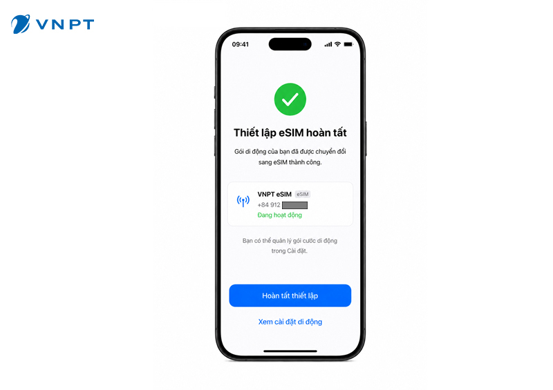 thiết lập eSIM hoàn tất