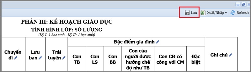 Sau khi đã nhập đầy đủ thông tin, các thầy cô nhấn nút Lưu để lưu lại thông tin. 