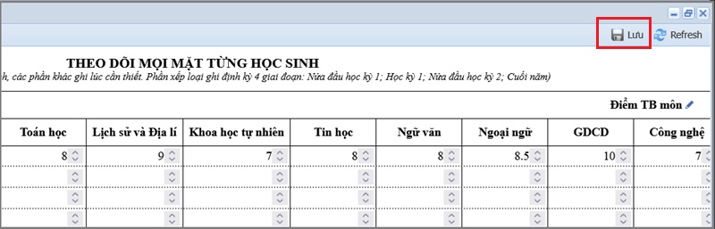 Sau khi đã nhập đầy đủ nội dung, bấm nút Lưu để lưu thông tin.