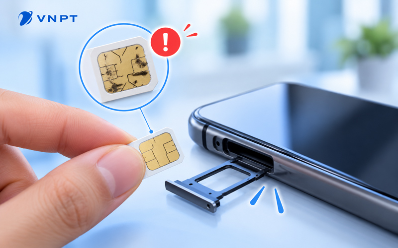 Sim vật lý lỗi hoặc tiếp xúc kém